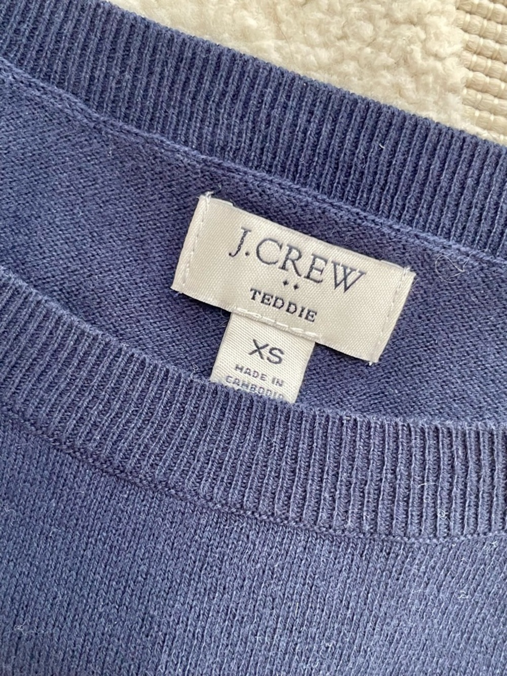 J.Crew Bon Voyage Sweater XS Navy 100% Cotton Embroidered Graphic Crewneck - Picture 4 of 6